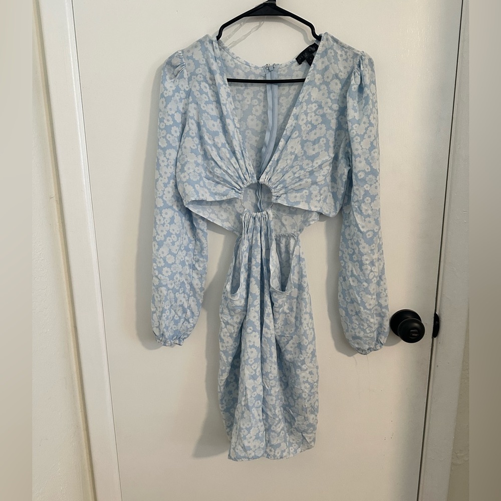GUC blue floral cutout dress